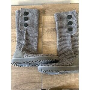 Pre-Owned UGG Classic Cardy Boot 1016555 Black Wool Knit Women size 9